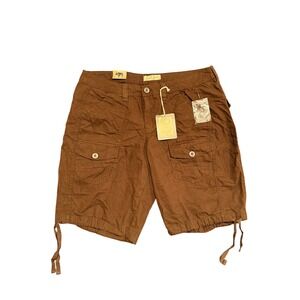Earl Jean Women Brown Cargo Shorts Size 16W Pony Brown Cotton Utility Drawstring